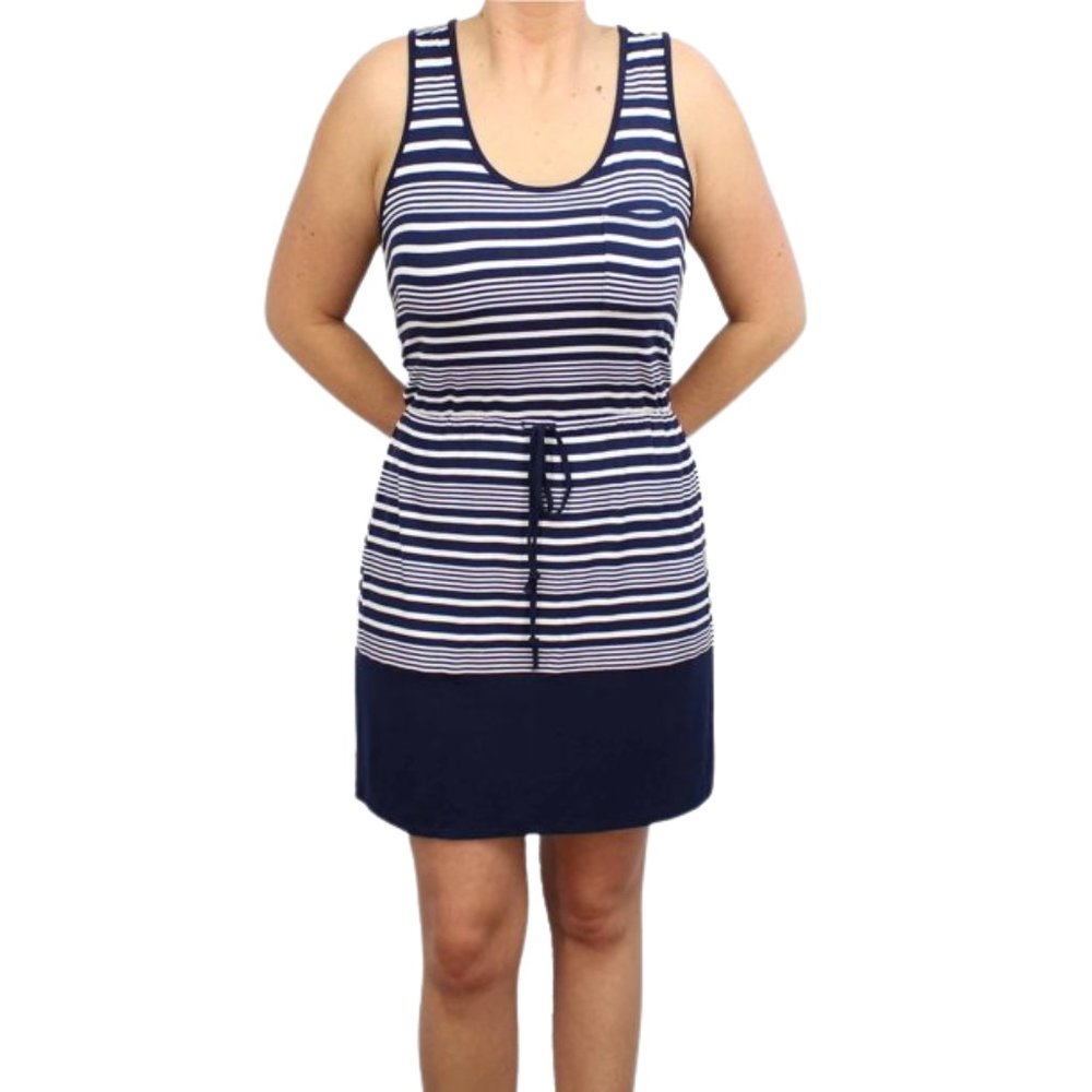 Olive & Oak Striped Sleeveless Mini Tank Dress Blue White Women's Large